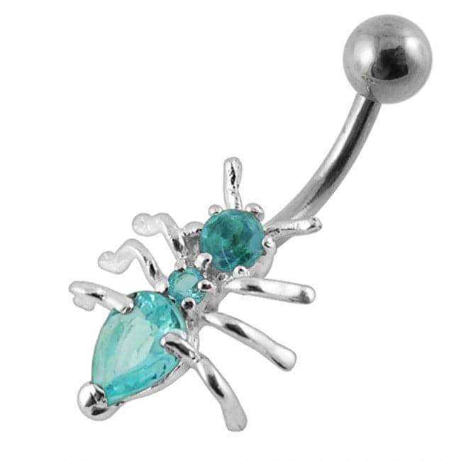 925 Sterling Silver Jewelled Ant Non-Moving Belly Ring - Monster Piercing
