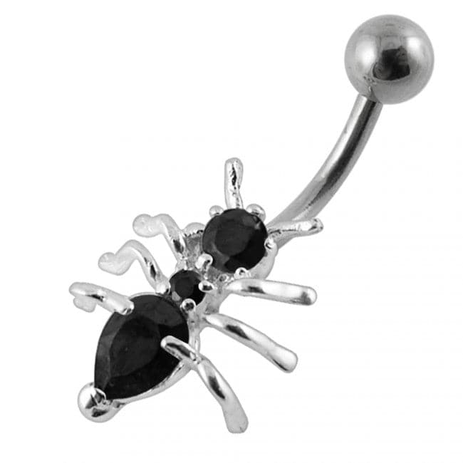 925 Sterling Silver Jewelled Ant Non-Moving Belly Ring - Monster Piercing