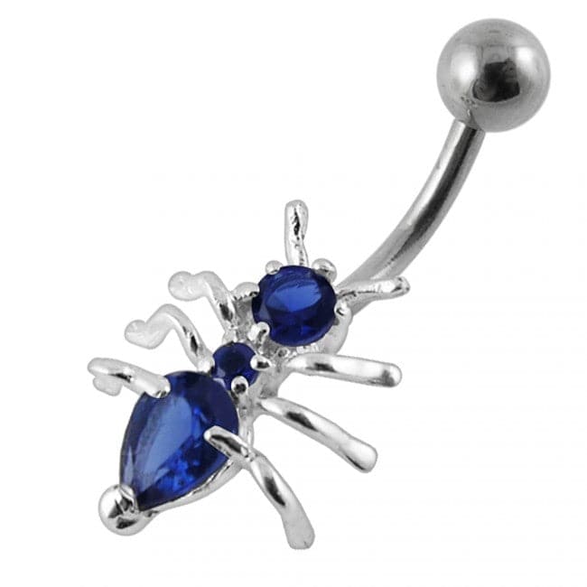 925 Sterling Silver Jewelled Ant Non-Moving Belly Ring - Monster Piercing