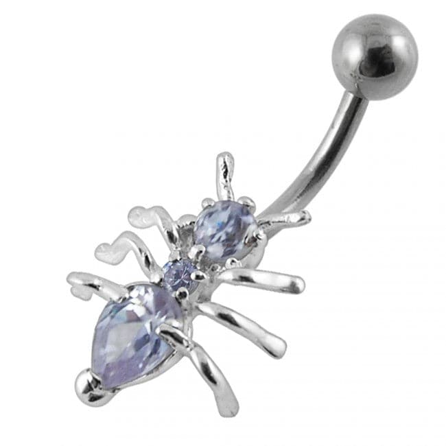 925 Sterling Silver Jewelled Ant Non-Moving Belly Ring - Monster Piercing