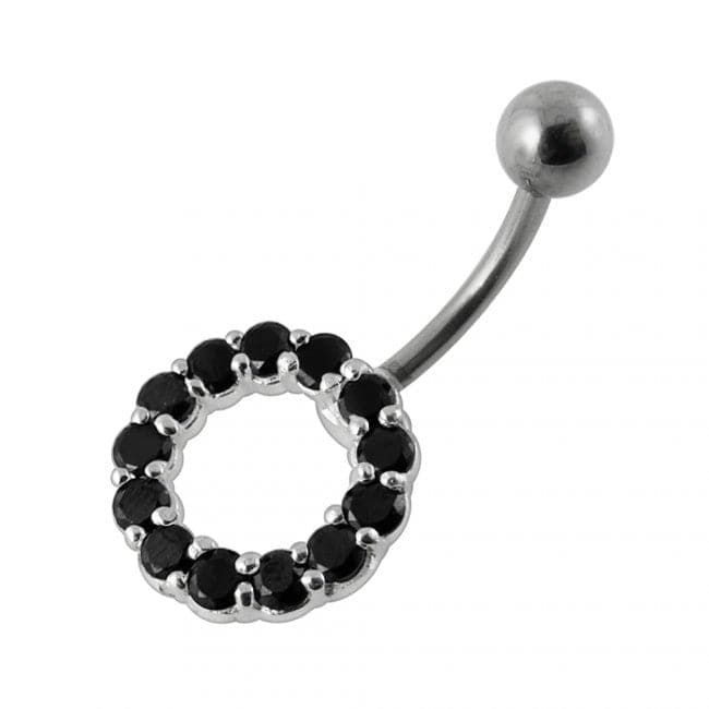 925 Sterling Silver Jewelled Circle Non-Moving Belly Ring - Monster Piercing
