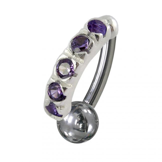 925 Sterling Silver Jewelled Non-Moving Reverse Belly Curve - Monster Piercing