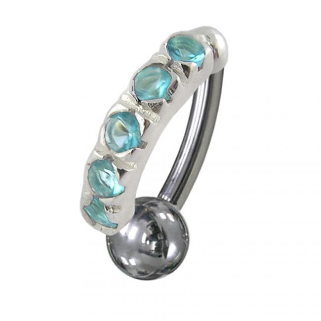 925 Sterling Silver Jewelled Non-Moving Reverse Belly Curve - Monster Piercing