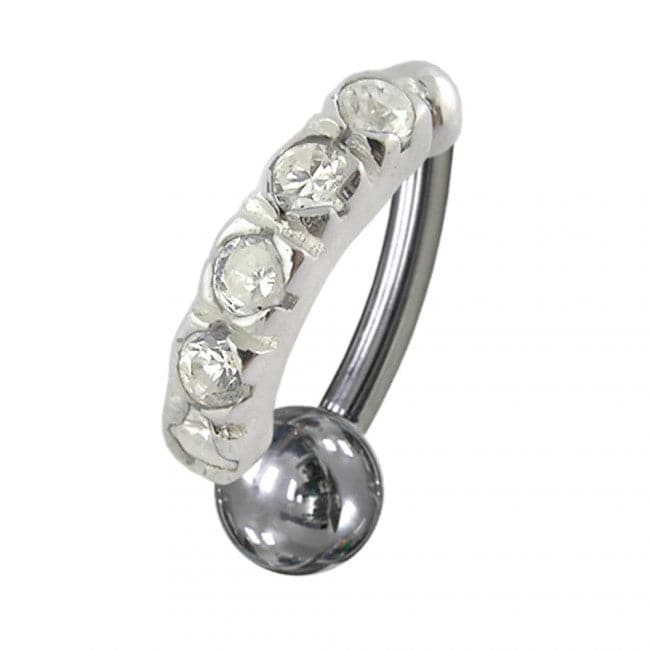 925 Sterling Silver Jewelled Non-Moving Reverse Belly Curve - Monster Piercing
