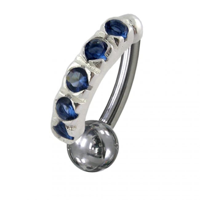 925 Sterling Silver Jewelled Non-Moving Reverse Belly Curve - Monster Piercing