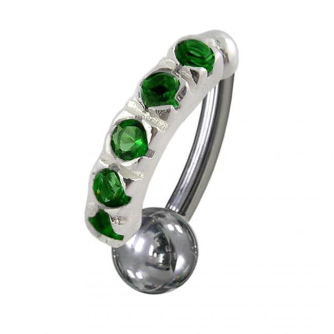 925 Sterling Silver Jewelled Non-Moving Reverse Belly Curve - Monster Piercing