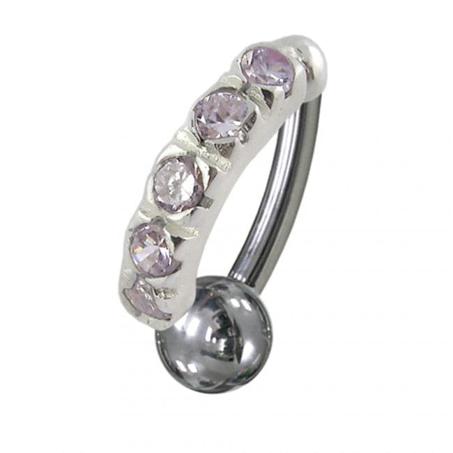 925 Sterling Silver Jewelled Non-Moving Reverse Belly Curve - Monster Piercing