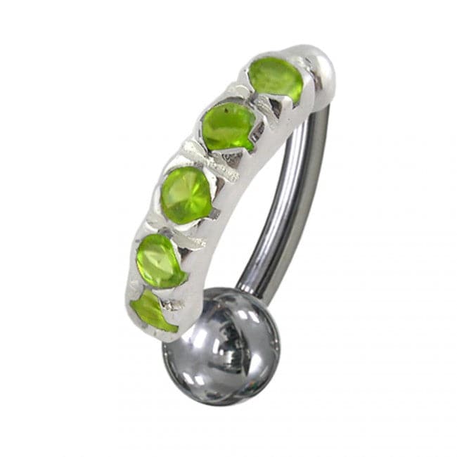 925 Sterling Silver Jewelled Non-Moving Reverse Belly Curve - Monster Piercing
