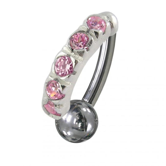 925 Sterling Silver Jewelled Non-Moving Reverse Belly Curve - Monster Piercing