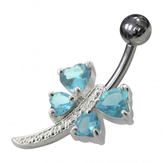 925 Sterling Silver Heart Shape Non-Moving Belly Ring - Monster Piercing