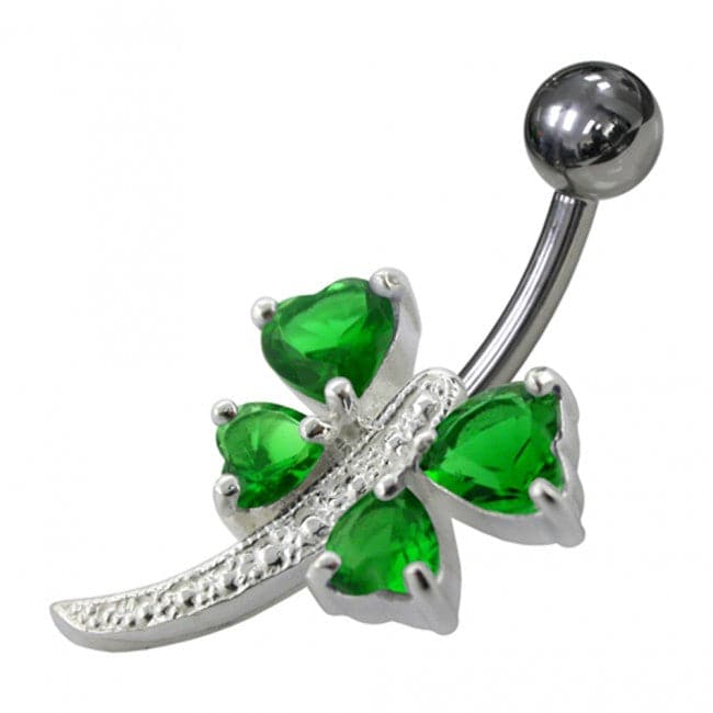 925 Sterling Silver Heart Shape Non-Moving Belly Ring - Monster Piercing