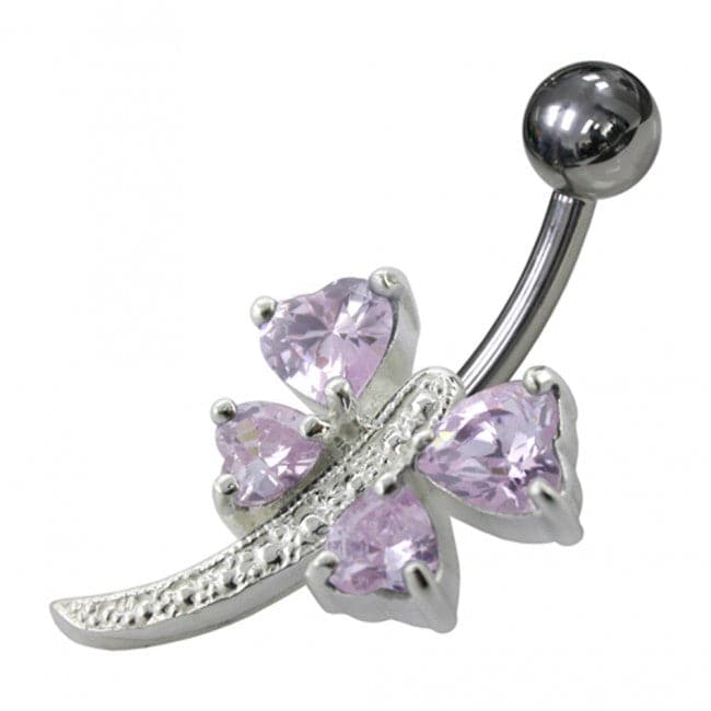 925 Sterling Silver Heart Shape Non-Moving Belly Ring - Monster Piercing