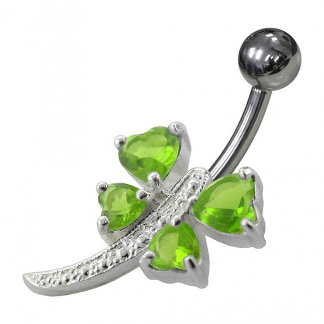 925 Sterling Silver Heart Shape Non-Moving Belly Ring - Monster Piercing