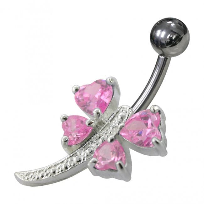 925 Sterling Silver Heart Shape Non-Moving Belly Ring - Monster Piercing