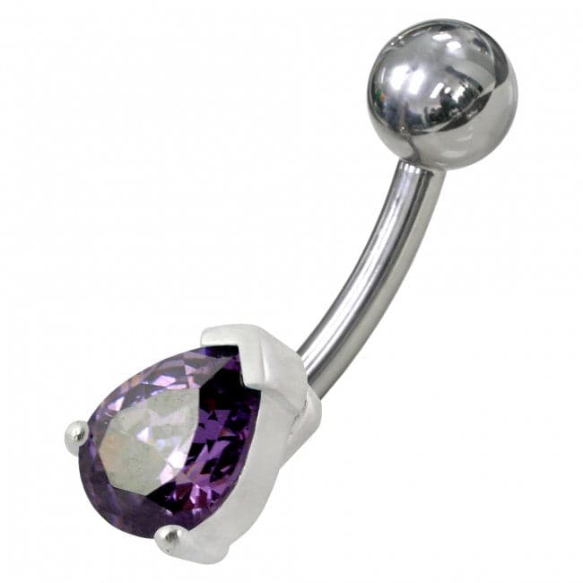 925 Sterling Silver Fancy Jewelled Non-Moving Banana Bar Navel Ring - Monster Piercing