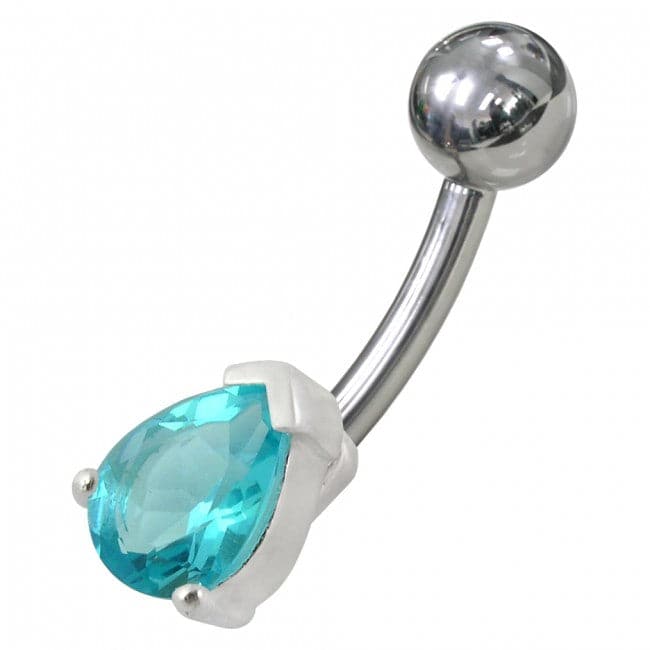 925 Sterling Silver Fancy Jewelled Non-Moving Banana Bar Navel Ring - Monster Piercing