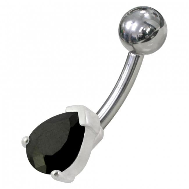 925 Sterling Silver Fancy Jewelled Non-Moving Banana Bar Navel Ring - Monster Piercing