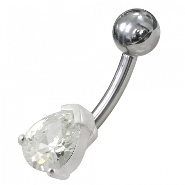 925 Sterling Silver Fancy Jewelled Non-Moving Banana Bar Navel Ring - Monster Piercing