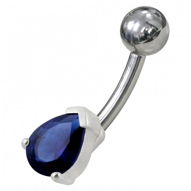 925 Sterling Silver Fancy Jewelled Non-Moving Banana Bar Navel Ring - Monster Piercing