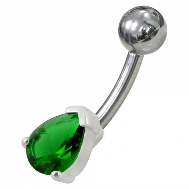 925 Sterling Silver Fancy Jewelled Non-Moving Banana Bar Navel Ring - Monster Piercing