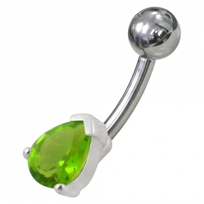 925 Sterling Silver Fancy Jewelled Non-Moving Banana Bar Navel Ring - Monster Piercing