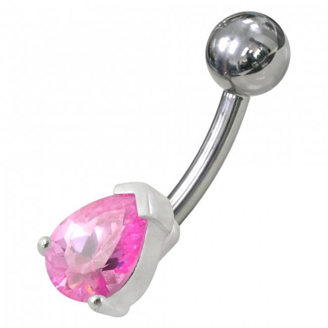 925 Sterling Silver Fancy Jewelled Non-Moving Banana Bar Navel Ring - Monster Piercing