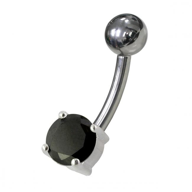 925 Sterling Silver Fancy Blue Jewelled Non-Moving Bar Belly Ring - Monster Piercing