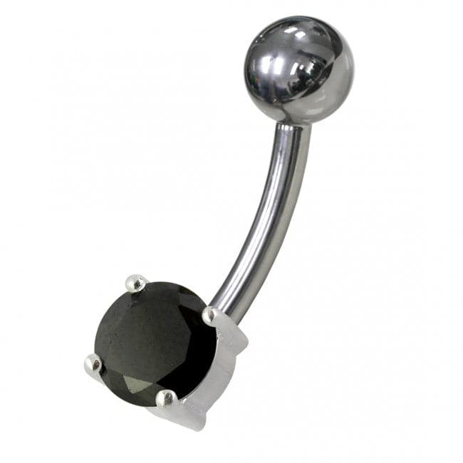 925 Sterling Silver Fancy Jewelled Non-Moving Banana Navel Ring body Jewellery - Monster Piercing