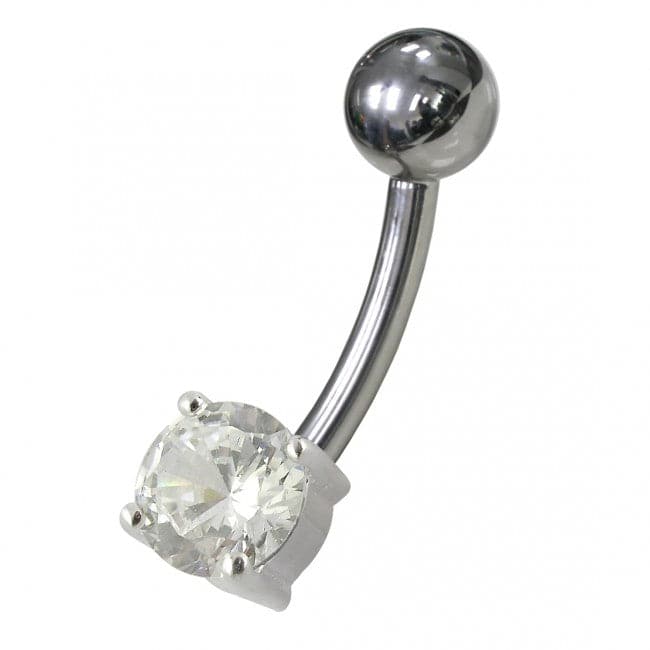925 Sterling Silver Fancy Jewelled Non-Moving Banana Navel Ring body Jewellery - Monster Piercing