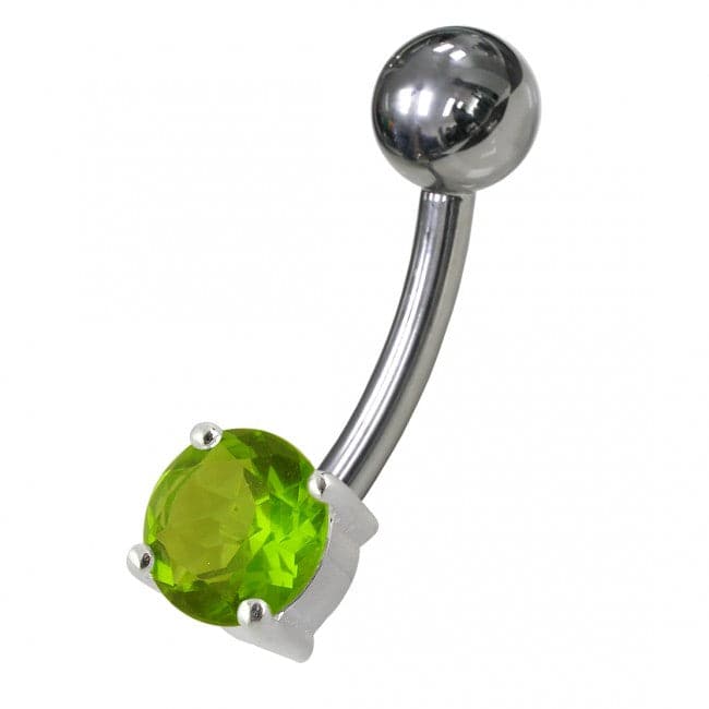 925 Sterling Silver Fancy Jewelled Non-Moving Banana Navel Ring body Jewellery - Monster Piercing