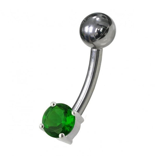 925 Sterling Silver Fancy Non-Moving Curved Belly Ring - Monster Piercing