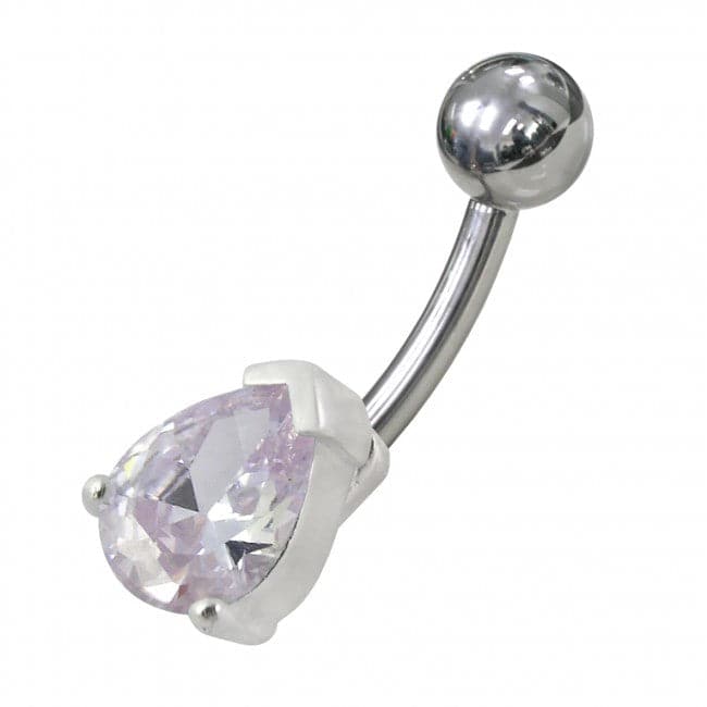 925 Sterling Silver Fancy Jewelled Non-Moving Curved Bar Navel Ring - Monster Piercing