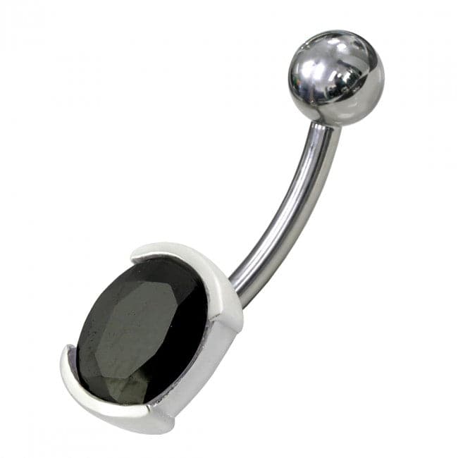 925 Sterling Silver Fancy Jewelled Non Moving Curved Belly Ring - Monster Piercing