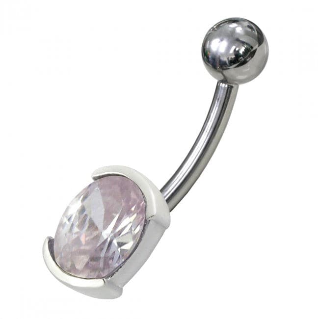 925 Sterling Silver Fancy Jewelled Non Moving Curved Belly Ring - Monster Piercing