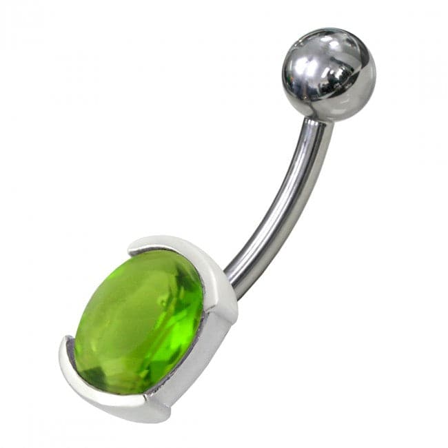 925 Sterling Silver Fancy Jewelled Non Moving Curved Belly Ring - Monster Piercing