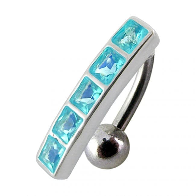 925 Sterling Silver Fancy Jewelled Non-Moving Reverse Belly Ring - Monster Piercing