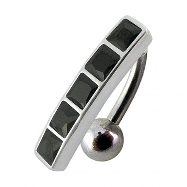 925 Sterling Silver Fancy Jewelled Non-Moving Reverse Belly Ring - Monster Piercing