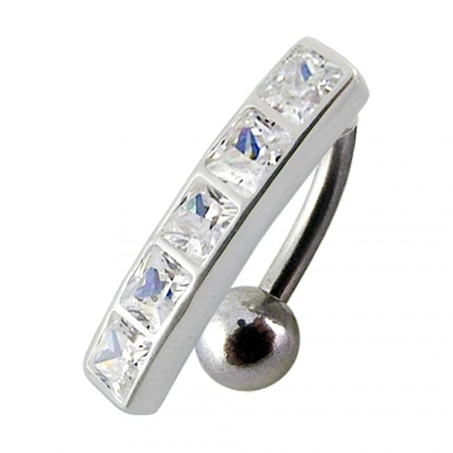 925 Sterling Silver Fancy Jewelled Non-Moving Reverse Belly Ring - Monster Piercing