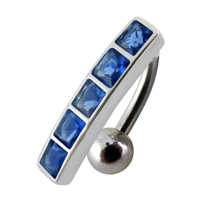 925 Sterling Silver Fancy Jewelled Non-Moving Reverse Belly Ring - Monster Piercing