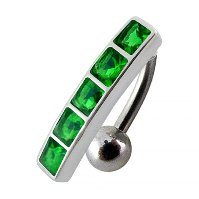 925 Sterling Silver Fancy Jewelled Non-Moving Reverse Belly Ring - Monster Piercing