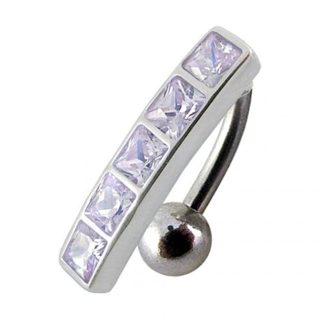 925 Sterling Silver Fancy Jewelled Non-Moving Reverse Belly Ring - Monster Piercing