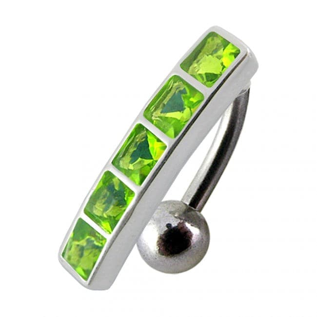 925 Sterling Silver Fancy Jewelled Non-Moving Reverse Belly Ring - Monster Piercing