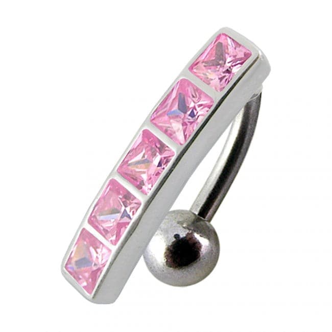 925 Sterling Silver Fancy Jewelled Non-Moving Reverse Belly Ring - Monster Piercing