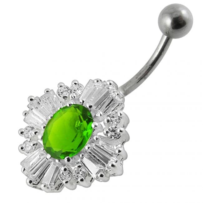 925 Sterling Silver Fancy Royal Collection  Jewelled Non-Moving Belly Ring - Monster Piercing
