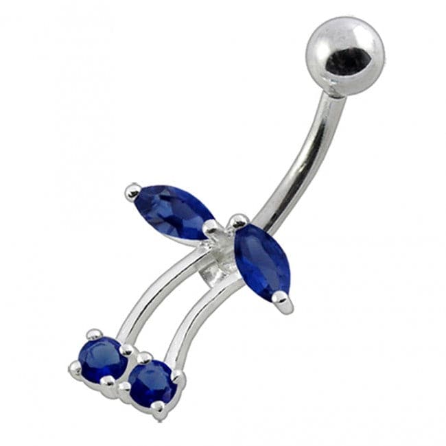 925 Sterling Silver Fancy Jewelled Non-Moving Bar Belly Ring - Monster Piercing