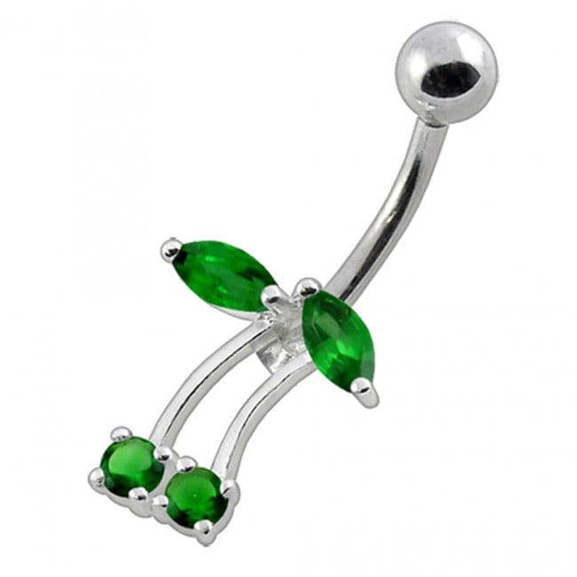 925 Sterling Silver Fancy Jewelled Non-Moving Bar Belly Ring - Monster Piercing