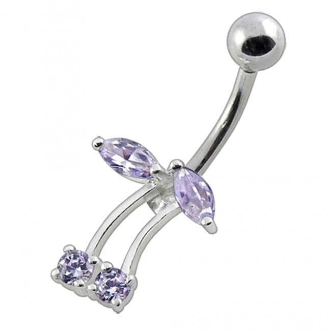925 Sterling Silver Fancy Jewelled Non-Moving Bar Belly Ring - Monster Piercing