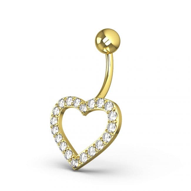 925 Sterling Silver Fancy Heart Jewelled Non-Moving Belly Ring - Monster Piercing
