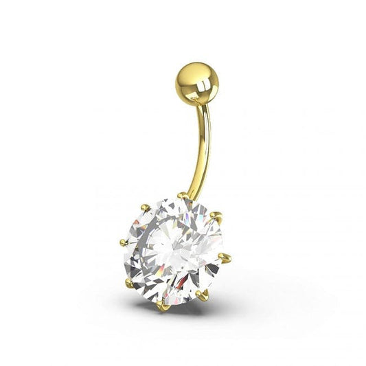 925 Sterling Silver Single Jewelled Silver Belly Ring - Monster Piercing