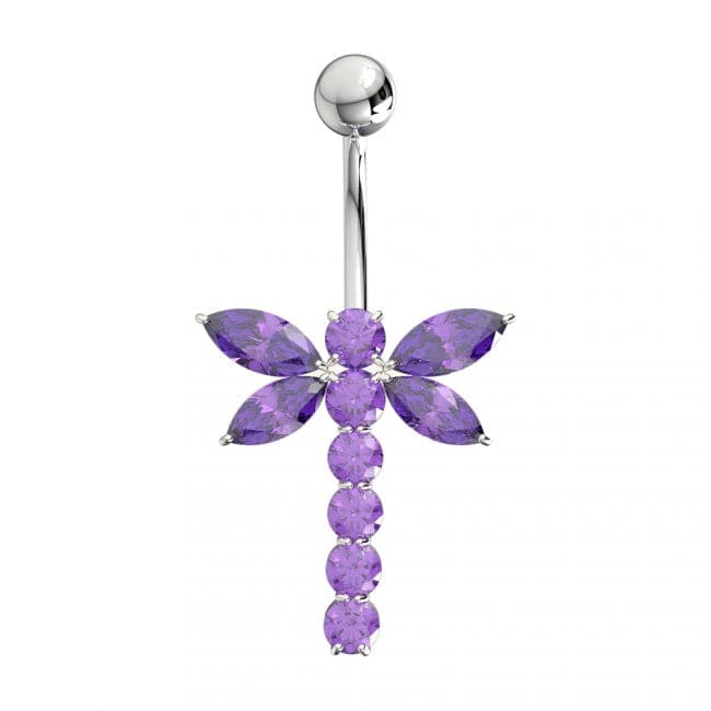 925 Sterling Silver Jewelled Firefly Silver Belly Ring - Monster Piercing